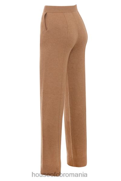 îmbrăcăminte House of CB pantaloni din amestec de cașmir yalina camel X4F68823