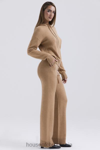îmbrăcăminte House of CB pantaloni din amestec de cașmir yalina camel X4F68823