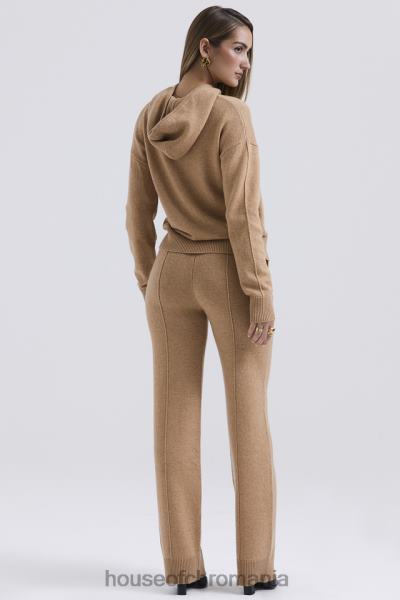 îmbrăcăminte House of CB pantaloni din amestec de cașmir yalina camel X4F68823