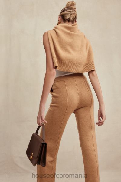 îmbrăcăminte House of CB pantaloni din amestec de cașmir yalina camel X4F68823