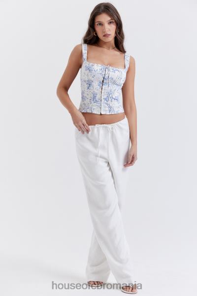 îmbrăcăminte House of CB pantaloni din amestec de in cleo ivory X4F68863