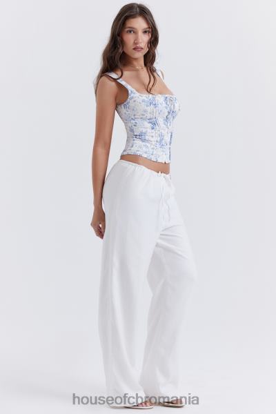 îmbrăcăminte House of CB pantaloni din amestec de in cleo ivory X4F68863