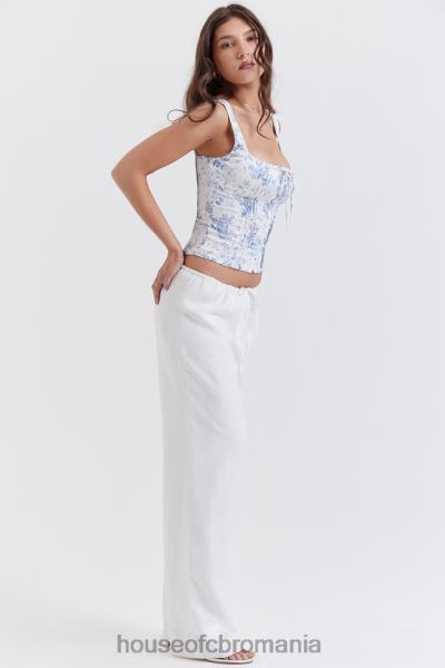 îmbrăcăminte House of CB pantaloni din amestec de in cleo ivory X4F68863