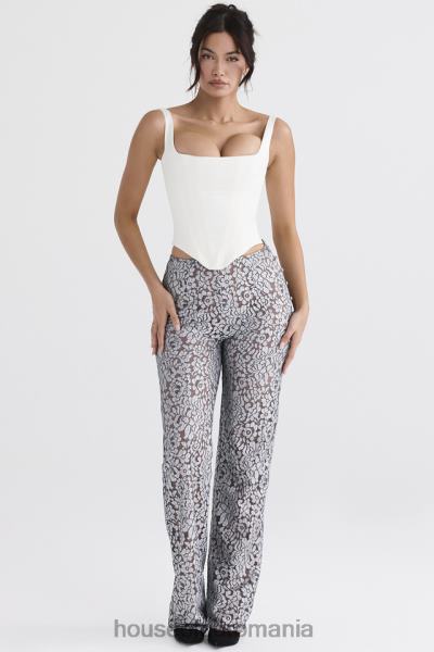 îmbrăcăminte House of CB pantaloni din dantela metalizata argintiu mara X4F68886