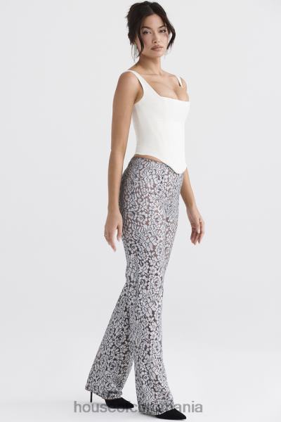 îmbrăcăminte House of CB pantaloni din dantela metalizata argintiu mara X4F68886