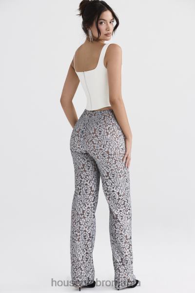 îmbrăcăminte House of CB pantaloni din dantela metalizata argintiu mara X4F68886