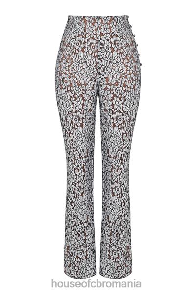 îmbrăcăminte House of CB pantaloni din dantela metalizata argintiu mara X4F68886