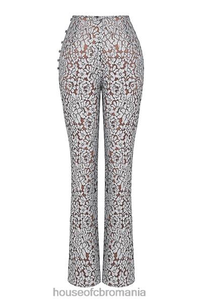 îmbrăcăminte House of CB pantaloni din dantela metalizata argintiu mara X4F68886
