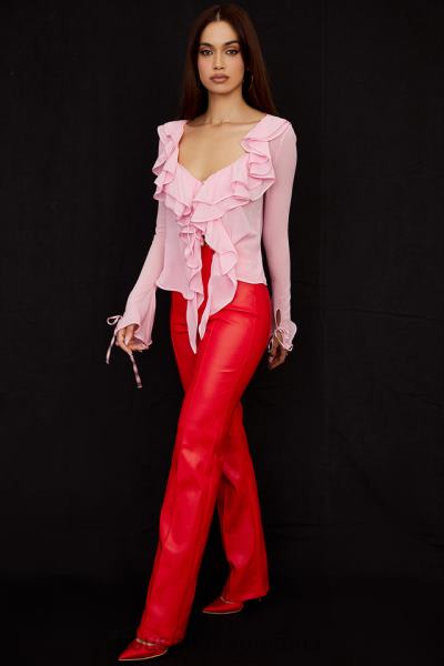 îmbrăcăminte House of CB pantaloni din piele vegan elenaora stacojiu X4F68940