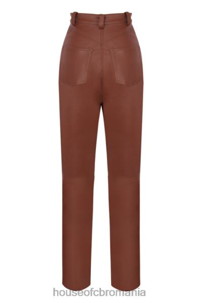 îmbrăcăminte House of CB pantaloni din piele vegan stretch inaya tan X4F681011