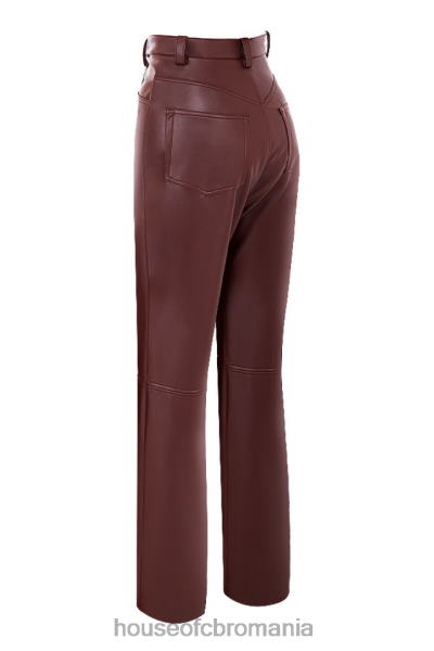 îmbrăcăminte House of CB pantaloni din piele vegană stretch maro închis inaya X4F68979