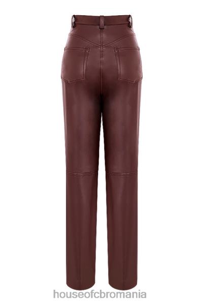 îmbrăcăminte House of CB pantaloni din piele vegană stretch maro închis inaya X4F68979
