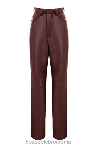 îmbrăcăminte House of CB pantaloni din piele vegană stretch maro închis inaya X4F68979
