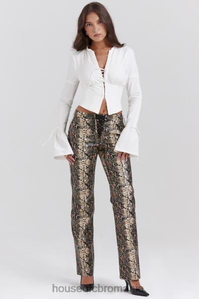 îmbrăcăminte House of CB pantaloni din piele vegana cu imprimeu sarpe serina X4F68835