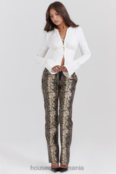 îmbrăcăminte House of CB pantaloni din piele vegana cu imprimeu sarpe serina X4F68835