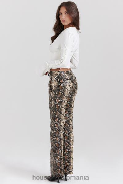 îmbrăcăminte House of CB pantaloni din piele vegana cu imprimeu sarpe serina X4F68835