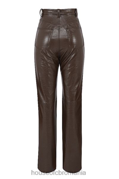 îmbrăcăminte House of CB pantaloni din piele vegana stretch inaya chocolate croc X4F68954