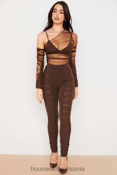 îmbrăcăminte House of CB pantaloni din plasă stratificati ciocolată isolde X4F68971