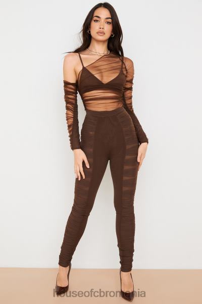 îmbrăcăminte House of CB pantaloni din plasă stratificati ciocolată isolde X4F68971