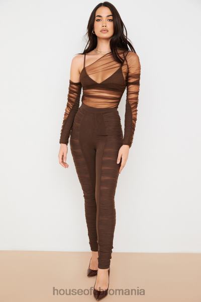 îmbrăcăminte House of CB pantaloni din plasă stratificati ciocolată isolde X4F68971