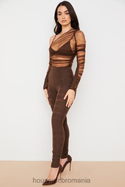 îmbrăcăminte House of CB pantaloni din plasă stratificati ciocolată isolde X4F68971
