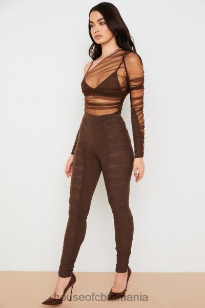 îmbrăcăminte House of CB pantaloni din plasă stratificati ciocolată isolde X4F68971