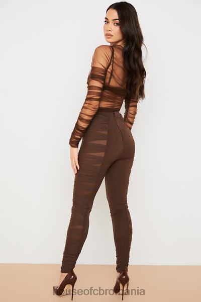 îmbrăcăminte House of CB pantaloni din plasă stratificati ciocolată isolde X4F68971