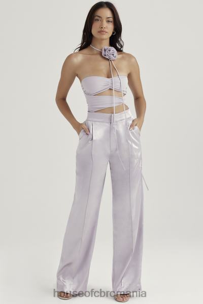 îmbrăcăminte House of CB pantaloni din satin gri alivia X4F68917
