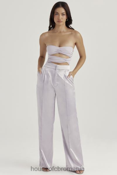 îmbrăcăminte House of CB pantaloni din satin gri alivia X4F68917