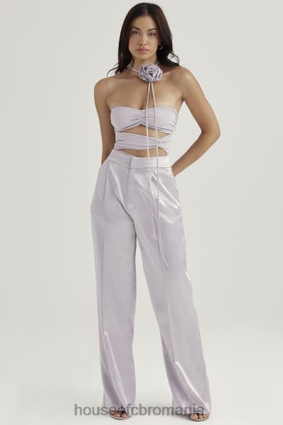 îmbrăcăminte House of CB pantaloni din satin gri alivia X4F68917