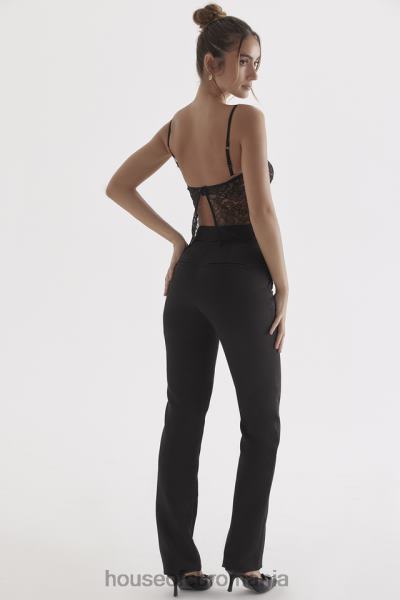 îmbrăcăminte House of CB pantaloni din satin negru tansy X4F68870