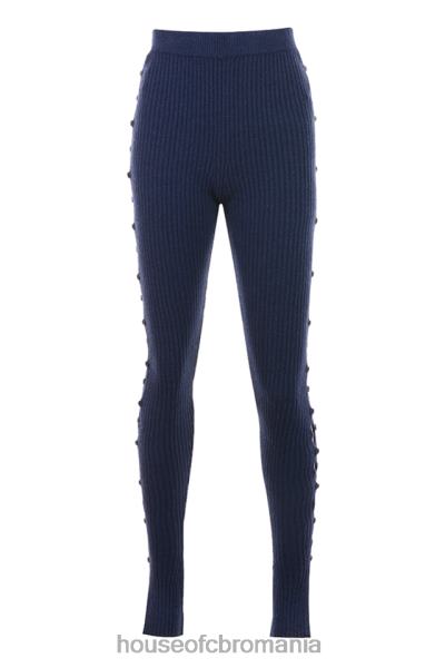 îmbrăcăminte House of CB pantaloni din tricot cu nervuri belong bleumarin X4F68952