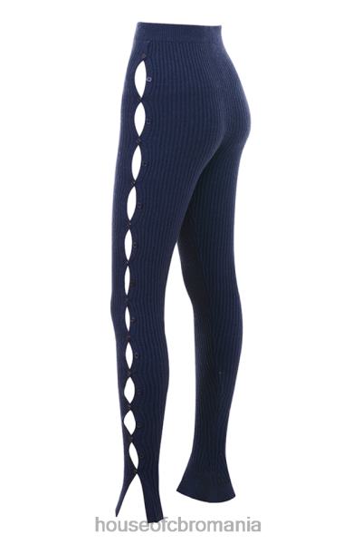 îmbrăcăminte House of CB pantaloni din tricot cu nervuri belong bleumarin X4F68952