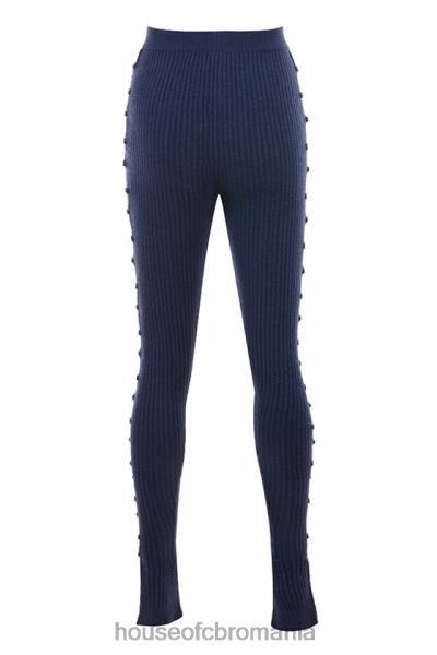 îmbrăcăminte House of CB pantaloni din tricot cu nervuri belong bleumarin X4F68952