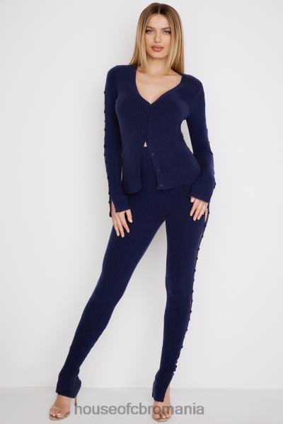 îmbrăcăminte House of CB pantaloni din tricot cu nervuri belong bleumarin X4F68952