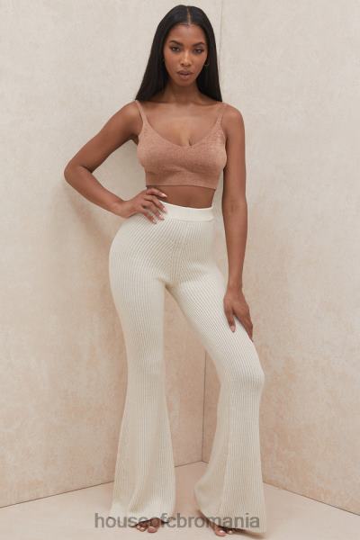 îmbrăcăminte House of CB pantaloni din tricot cu nervuri, crem Rodelle X4F68989