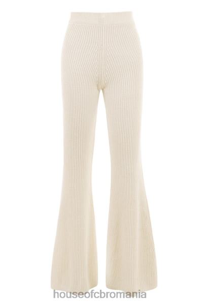 îmbrăcăminte House of CB pantaloni din tricot cu nervuri, crem Rodelle X4F68989