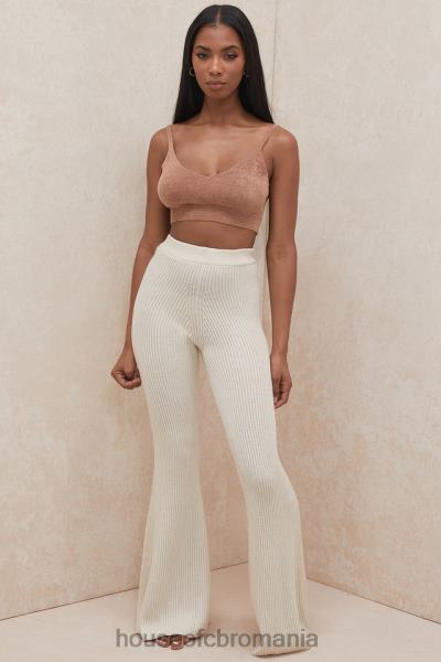 îmbrăcăminte House of CB pantaloni din tricot cu nervuri, crem Rodelle X4F68989