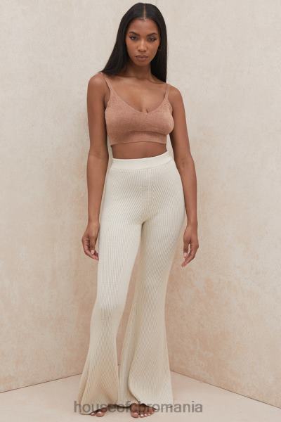 îmbrăcăminte House of CB pantaloni din tricot cu nervuri, crem Rodelle X4F68989