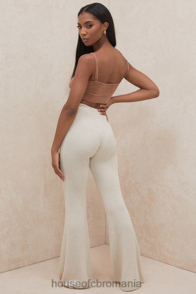 îmbrăcăminte House of CB pantaloni din tricot cu nervuri, crem Rodelle X4F68989