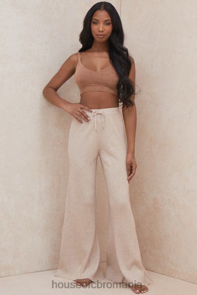 îmbrăcăminte House of CB pantaloni din tricot cu nervuri luda taupe X4F68981