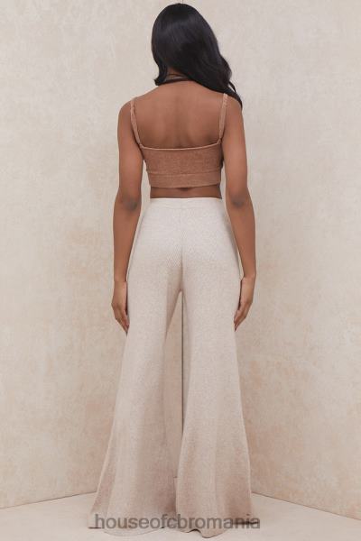 îmbrăcăminte House of CB pantaloni din tricot cu nervuri luda taupe X4F68981