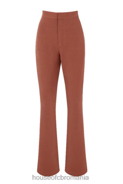 îmbrăcăminte House of CB pantaloni evazați croiați din in mocha noelani X4F68974