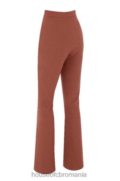 îmbrăcăminte House of CB pantaloni evazați croiați din in mocha noelani X4F68974