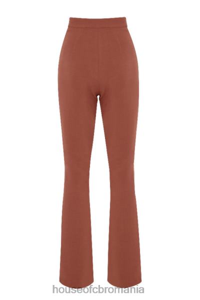 îmbrăcăminte House of CB pantaloni evazați croiați din in mocha noelani X4F68974
