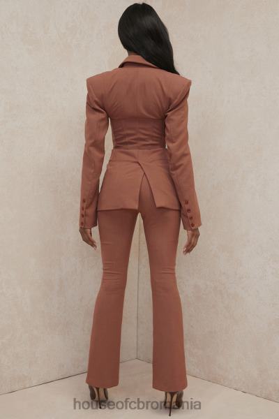 îmbrăcăminte House of CB pantaloni evazați croiați din in mocha noelani X4F68974