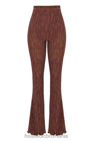 îmbrăcăminte House of CB pantaloni evazați din plasă cu imprimeu ciocolată erin X4F68972