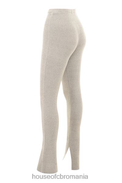 îmbrăcăminte House of CB pantaloni evazați din tricot cu nervuri din fulgi de ovăz corb X4F68949