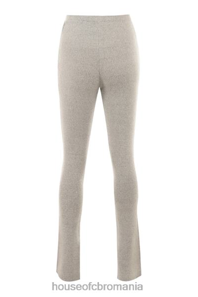 îmbrăcăminte House of CB pantaloni evazați din tricot cu nervuri din fulgi de ovăz corb X4F68949