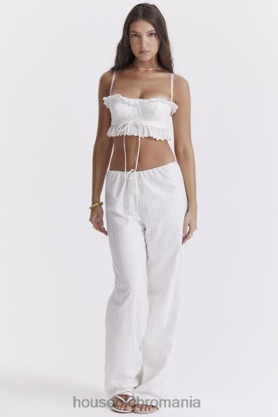îmbrăcăminte House of CB pantaloni frankie albi din broderie englezească X4F68859